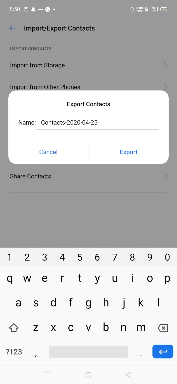 Export contacts 