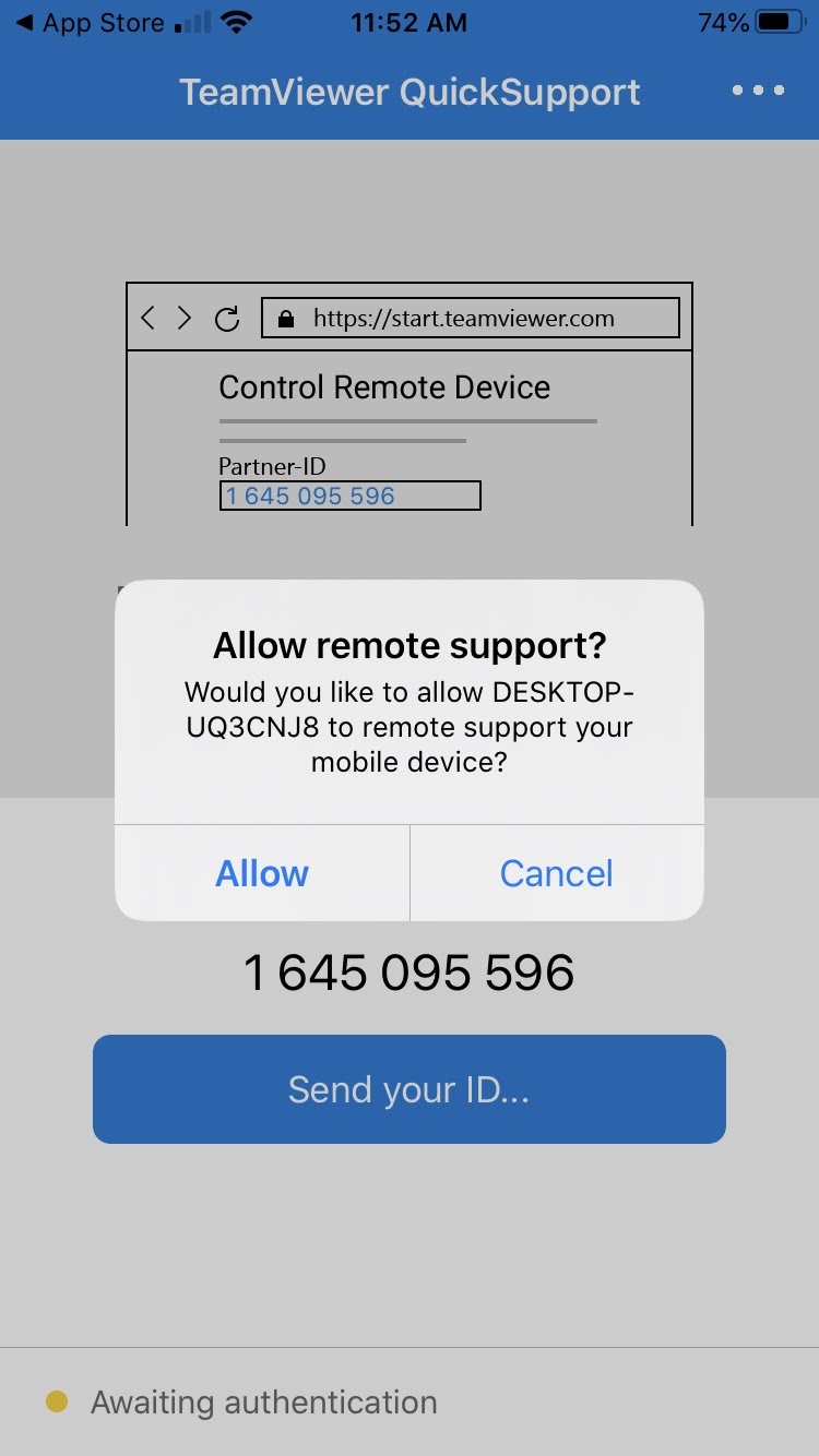 Allow remote support on Teamviewer