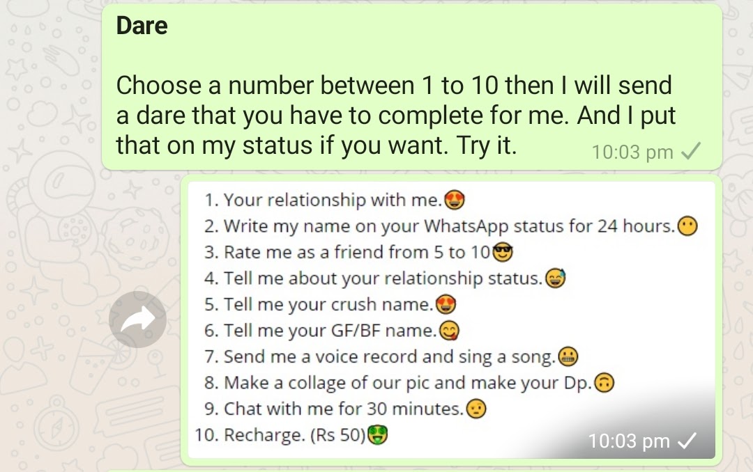 Choose a number dare