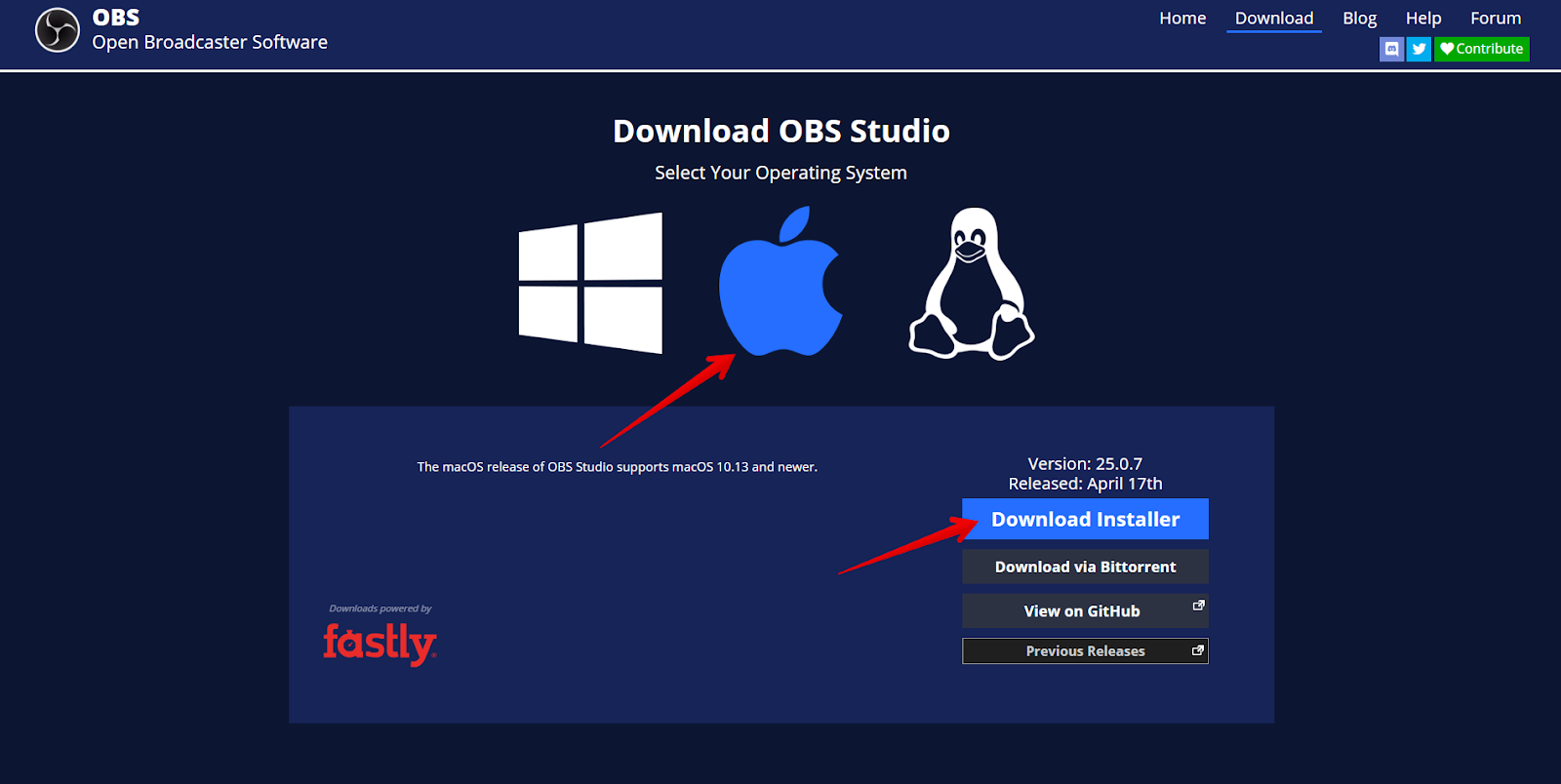 Download OBS studio for Mac