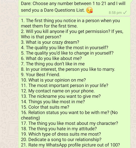 200+ Whatsapp Dare Games - Friends, Lovers & Couples