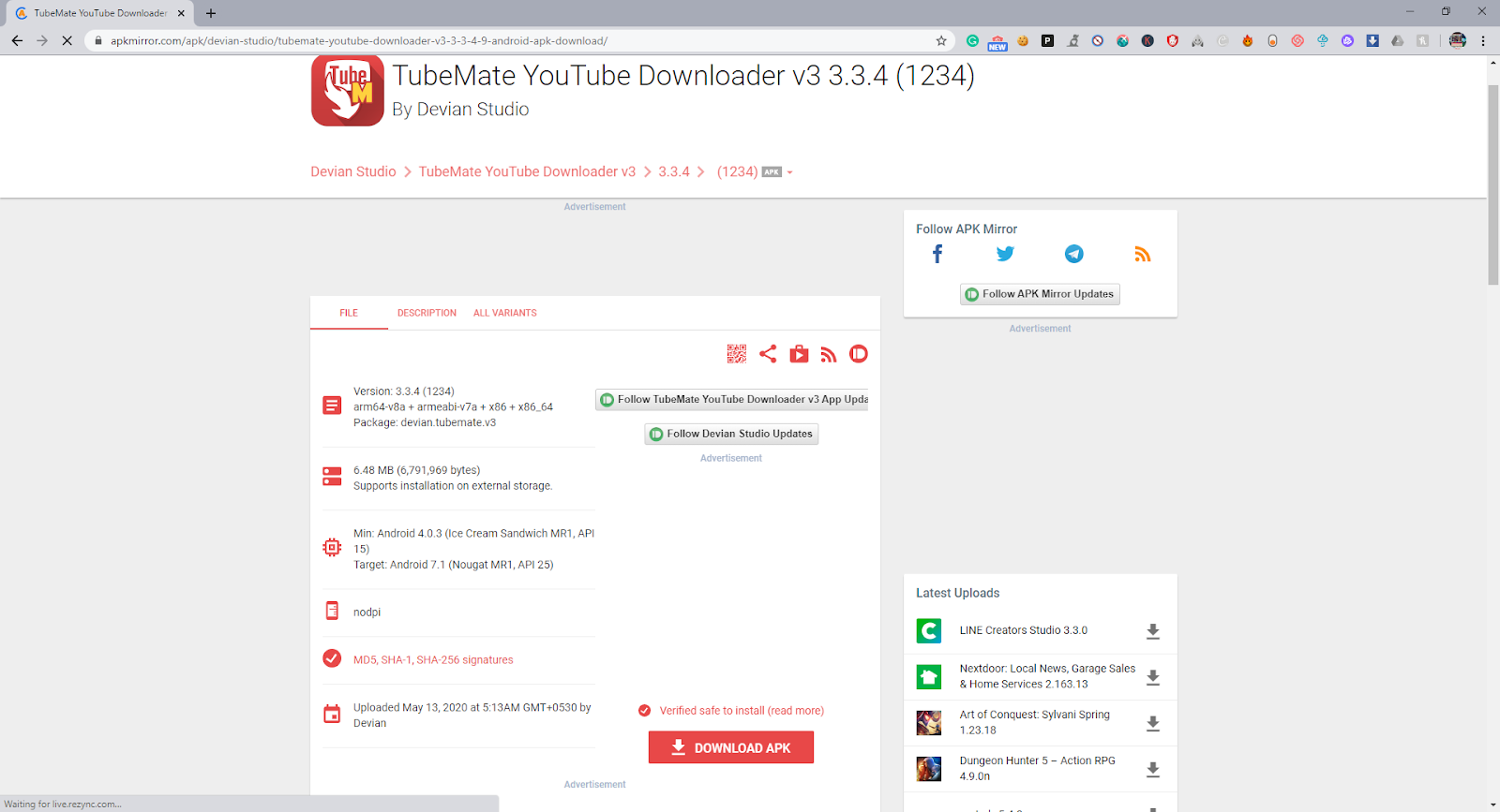 TubeMate Downloader 5.12.2 instal
