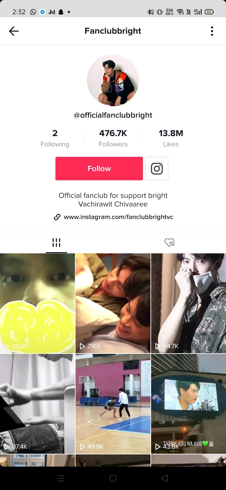 TikTok Fanclub account